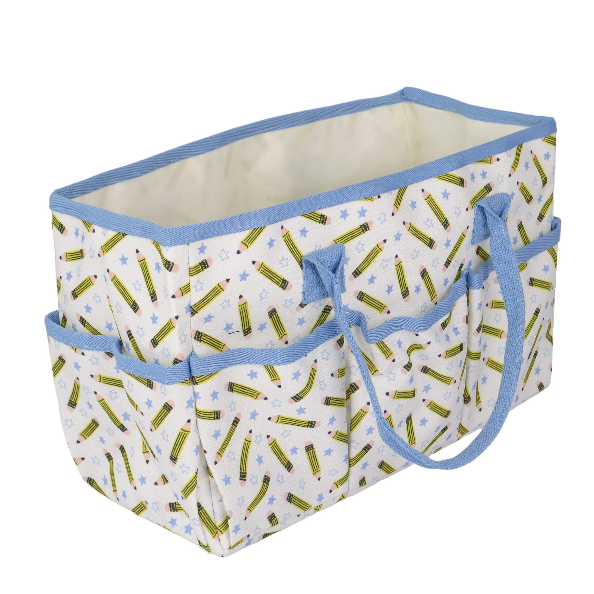 Pen+Gear Teacher Tote Organizer with 5 Side Pockets, Pencils Design