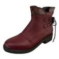 thumbnail image 1 of B91xZ Fall Shoes for Women Chunky Block Heel Ankle Booties,Red 9, 1 of 5