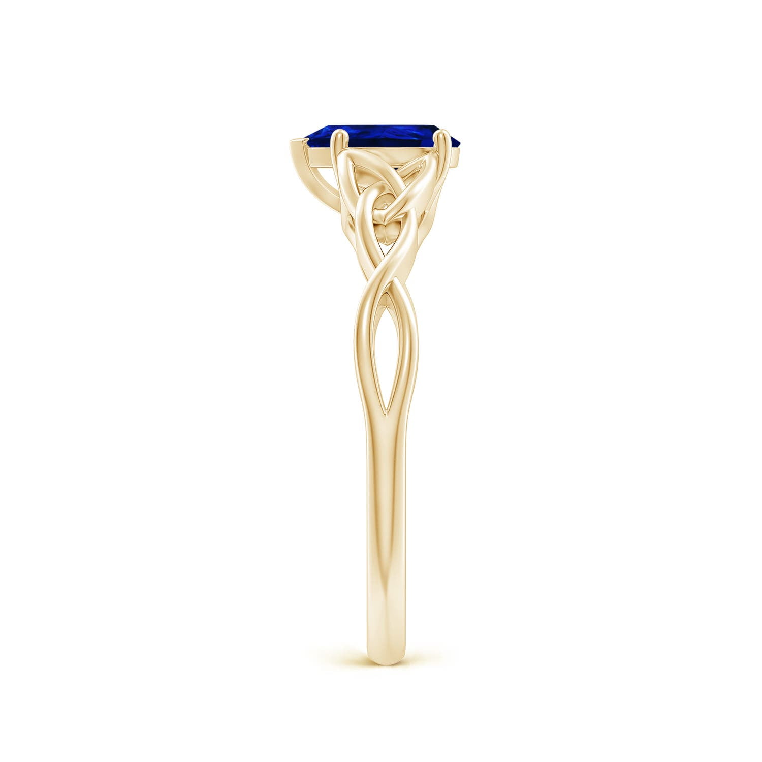 ANGARA Lab Grown Blue Sapphire Celtic Knot Engagement Ring for Women in 14K Yellow Gold (Size-7x5mm) | September Birthstone, Anniversary, Jewelry Gift for Women | Lab-Grown Blue Sapphire Ring