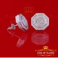 thumbnail image 5 of King of Bling's 0.33ct Diamond Hip Hop Women White Stud Octagon Earring In 925 Sterling Silver, 5 of 12