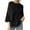 Black, variant on gakvbuo 3/4 Sleeve Lace Top For Womens Summer Tunic Blouse Shirt Crew Neck Solid Color Casual Top