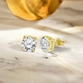 thumbnail image 2 of JeenMata 4 Prong 0.75 Carat Round Shaped Lab Created Diamond Solitaire Stud Earrings In 18K Yellow Gold Plating Over Silver, 2 of 5