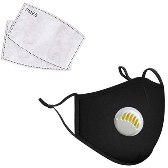 LANDOU Reusable Fabric Face Mask with PM2.5 Filters & External Valve (Kids, Black)
