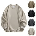 thumbnail image 3 of QTBIUQ Men Solid Color Long Sleeved Round Neck Casual Pullover Sweatshirt Brown, 3 of 4