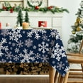 thumbnail image 3 of Christmas Tablecloth 60×84 Inch Rectangular, Blue Snow Washable Table Cover for Party Picnic Dinner Decor, 3 of 6