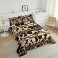 thumbnail image 4 of Erosebridal Cowhide Quilt Brown Highland Cow Print Comforter Set,Western Bedding Set Exotic Aztec Duvet Insert,Farmhouse Wild Animals Longhorn Skin Room Decor Cowboys Gifts, 4 of 7