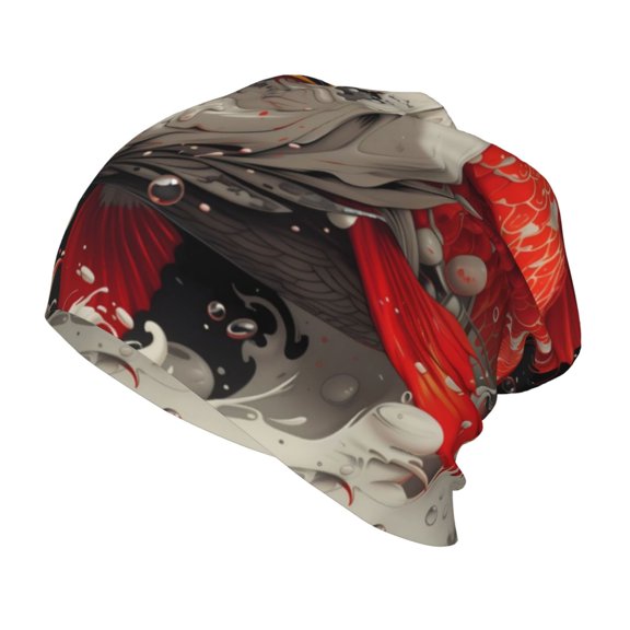 Honeii Abstract Red Koi Fish Art Print Kids Knit Beanie Watch Hat ,Knit Cap for Boys and Girls