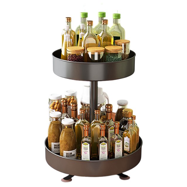 Kitchen Storage Rack Seasoning Rack Household Seasoning Products Storage Box Multifunctional 360-degree Rotating Floor Storage Rack