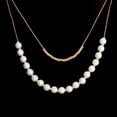 thumbnail image 4 of Xiao Hua Colgante de collar hecho a mano, adecuado tanto para hombres como para mujeres, collar de perlas de doble capa de acero inoxidable (plata), 4 of 4