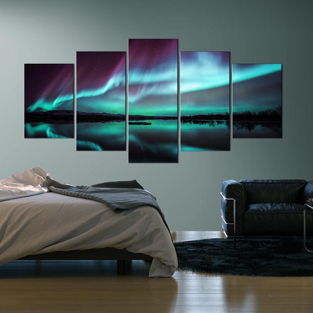 Farmhouse Wall Art Aurora Scenery Painting On Canvas Wall Decorations for Living  Room Stretched And Framed Canvas Paintings Piece Bedroom Bathroom Wall  Decor Ready To Hang For Office Home Decor Art