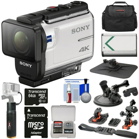 Sony Action Cam FDR-X3000 Wi-Fi GPS 4K HD Video Camera Camcorder with Action Mounts + 64GB Card + Battery + 6000mAh Hand Grip + Case + (Best Sony 4k Camcorder)