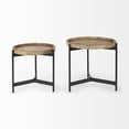thumbnail image 4 of Marquisa 22.5L x 22.5W x 20.8H Brown Wood & Black Metal Base Nesting Side Tables, 4 of 12