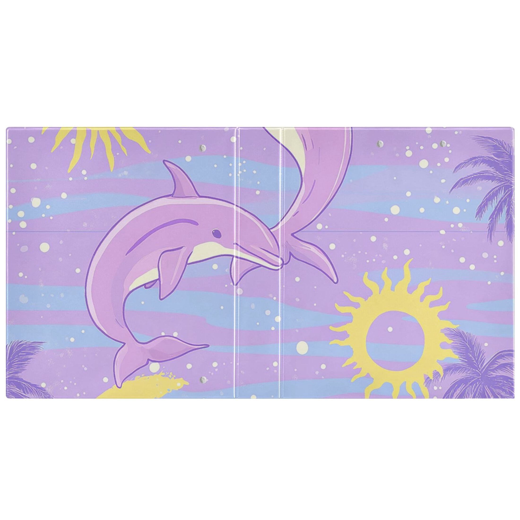 Dolphins Jumping 3 Ring Binders 1.5 inch Hardcover File Folders with Interior Pockets A4 Size Organizer for School Office Hospital