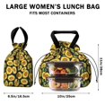 thumbnail image 5 of Sunflower and Leaf Black Pattern Drawstring Insulated Lunch Bag for Women, Stain-Resistant Large Lunch Tote with Multi-Pockets for Work Office, 5 of 6