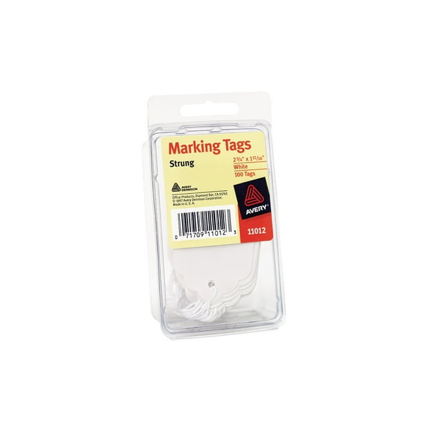 Avery Marking Tags, Strung, 23/4" x 111/16", 100 Tags (11012