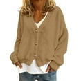 thumbnail image 4 of Womens V Neck Button Down Cardigan Cozy Soft Plush Oversized Longline Open Front Sweater, 4 of 5