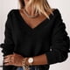 thumbnail image 2 of Moda mujer Color sólido manga larga Pullove cuello en V camisa suéter Tops Fridja  hjk1918, 2 of 4