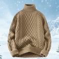 thumbnail image 2 of Comdrip Cable Knit Sweater Women, Women's High Collar Sweater Long Sleeve Knit Sweaters Korean Style Knitted Pullover Turtleneck Sweater Women Khaki M, 2 of 3