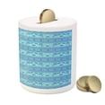 thumbnail image 3 of Whale Piggy Bank, Ocean Inspired Pattern with Geometrical Borders Fish and Scallops, Ceramic Coin Bank Money Box for Cash Saving, 3.6" X 3.2", Turquoise Lilac Blue, by Ambesonne, 3 of 4