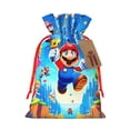thumbnail image 1 of Zufioo Mario Print Christmas Drawstring Gift Bags, Holiday Party Packaging Bags, Suitable for Holiday Gift Decorations-Medium, 1 of 7