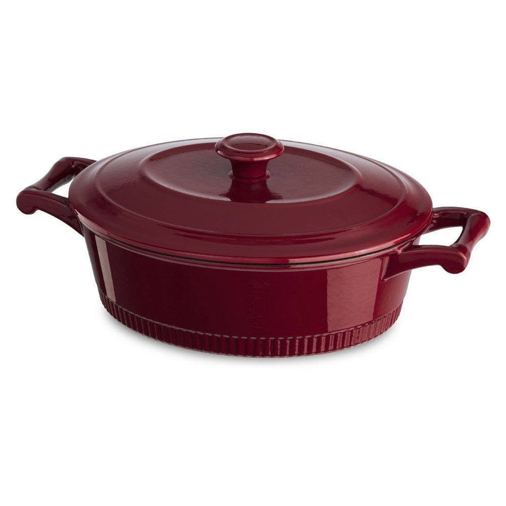 KitchenAid KCTI40CRER Traditional Cast Iron Casserole Cookware, 4 quart