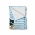 thumbnail image 2 of Ahoy Its a Boy Soft Flannel Fleece Throw Blanket, Cat Pirate Funny Paws Clouds Maritime Striped Framework, Cozy Plush for Indoor and Outdoor Use, 60" x 80", Violet Blue Turquoise, by Ambesonne, 2 of 6