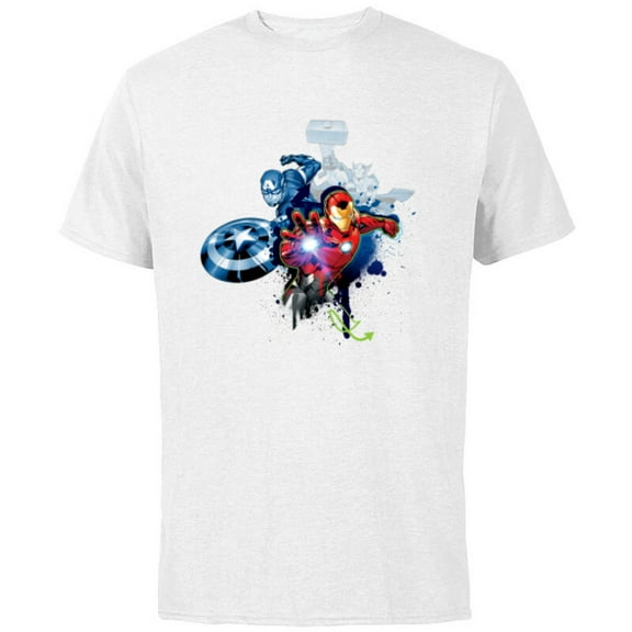 Marvel Avengers Iron Man Captain America Thor Color Pop - Short Sleeve Cotton T-Shirt for Adults - Customized-White