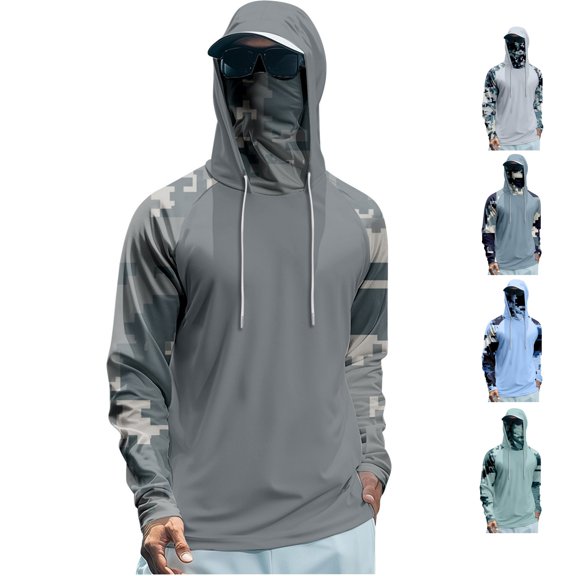 LWavelet Quick Dry Fishing Shirt with Hood Cooling Hoodies Hooded Shirt Uv Casual Summer UPF 50 Uv Rash Guard Shirts