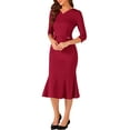 thumbnail image 4 of INSPIRE CHIC Women's Vintage Bodycon Fishtail 3/4 Sleeve Work Cocktail Dresses, 4 of 5