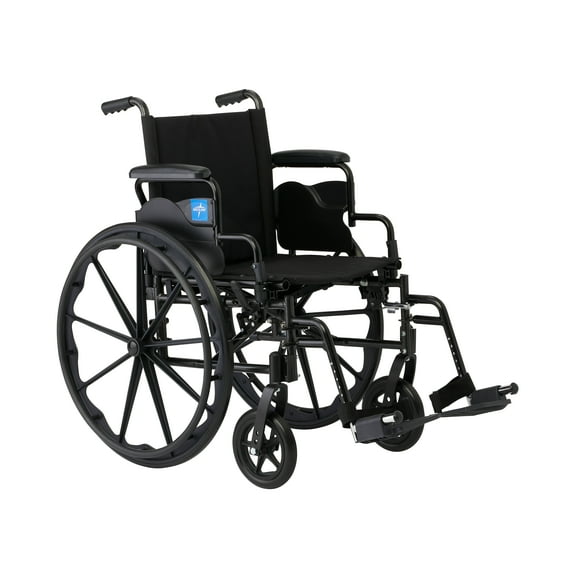 Medline 16" Foldable K4 Wheelchair with Swing Back Desk Length Arms & Swing Away Footrests, 300 lbs. Capacity