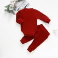thumbnail image 3 of Winter Newborn Baby Boy Girl Clothes Set Ribbed Outfits Unisex Infant Solid Cotton Button Long Sleeve Tops Pants 2PCS, 3 of 7