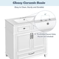 thumbnail image 2 of 30'' Bathroom Vanity with Ceramic Sink,Solid Wood Frame Bathroom Storage Cabinet with Soft Closing Doors,Retro Style, White, 2 of 22
