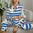 thumbnail image 6 of Pofeuu Bulldog Friend Print Womens Pajamas Set Long Sleeve Sleepwear Button Down Nightwear Soft Pj Lounge Sets Button Down Pajamas Women-X-Large, 6 of 7