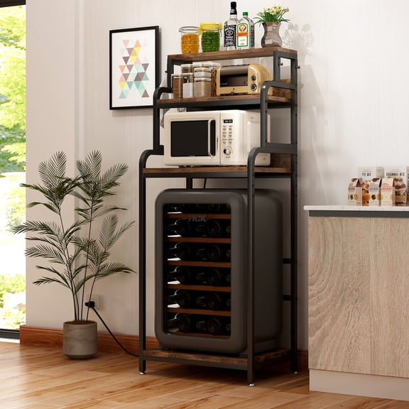 NOBRAND Mini Fridge and Microwave Stand Shelf Organizer Baker's Rack, 4-Tier, with Power Outlet, 61.6 Inch Tall