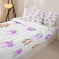 thumbnail image 3 of Manfei Cartoon Rabbit Zipper Full Size Comforter Sets with Fitted Sheet and 2 Pillowcases,Cute Coquette Bowknot Zipper Bedding Set,Reversible,4pcs, 3 of 7