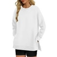 thumbnail image 2 of Lenpel Sweatshirts for Women Fall Long Sleeve Crew Neck Side Split Pullover Tops Casual Loose Soft Clothes, 2 of 7