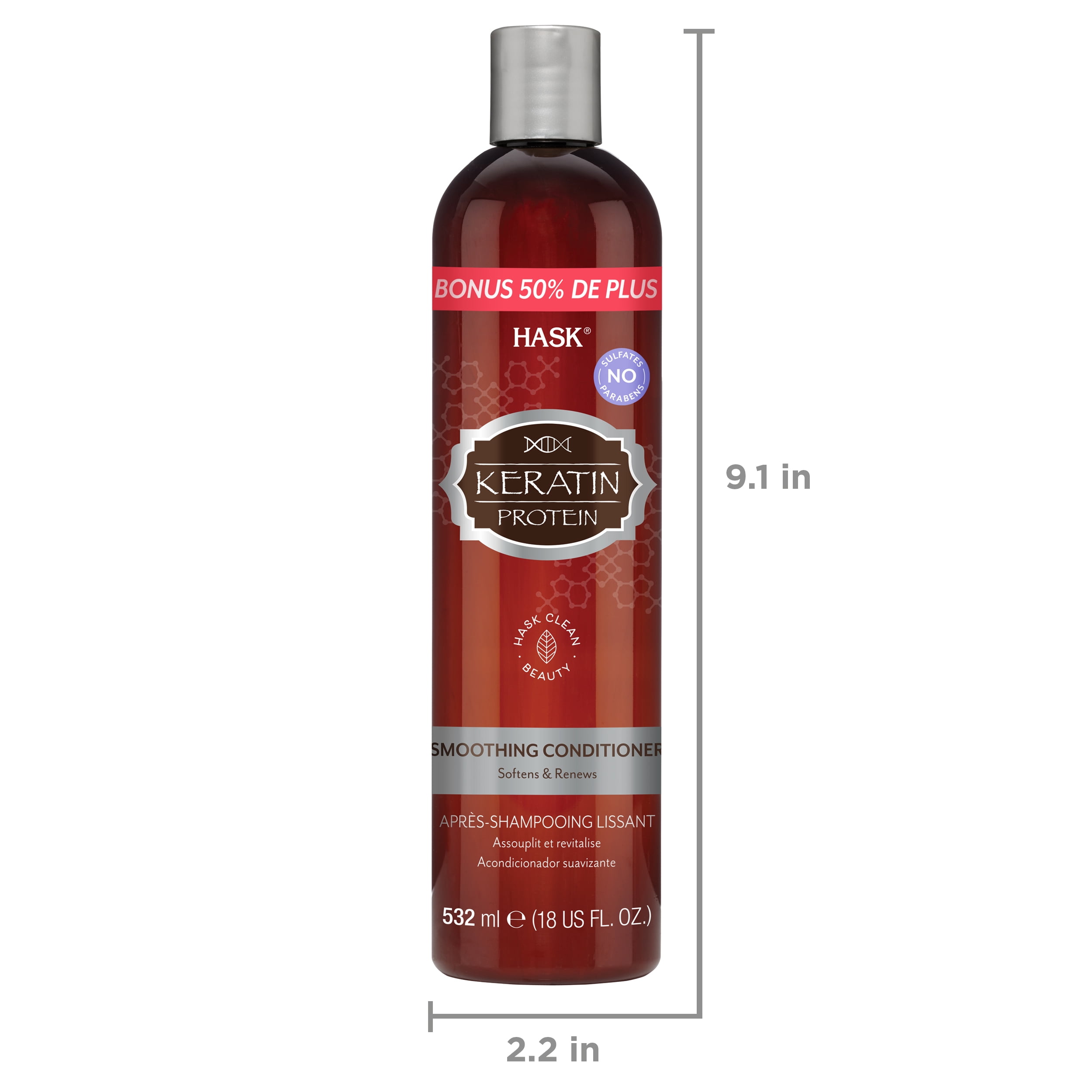 HASK Keratin Protein Smoothing Sulfate-Free Conditioner, 18 fl oz