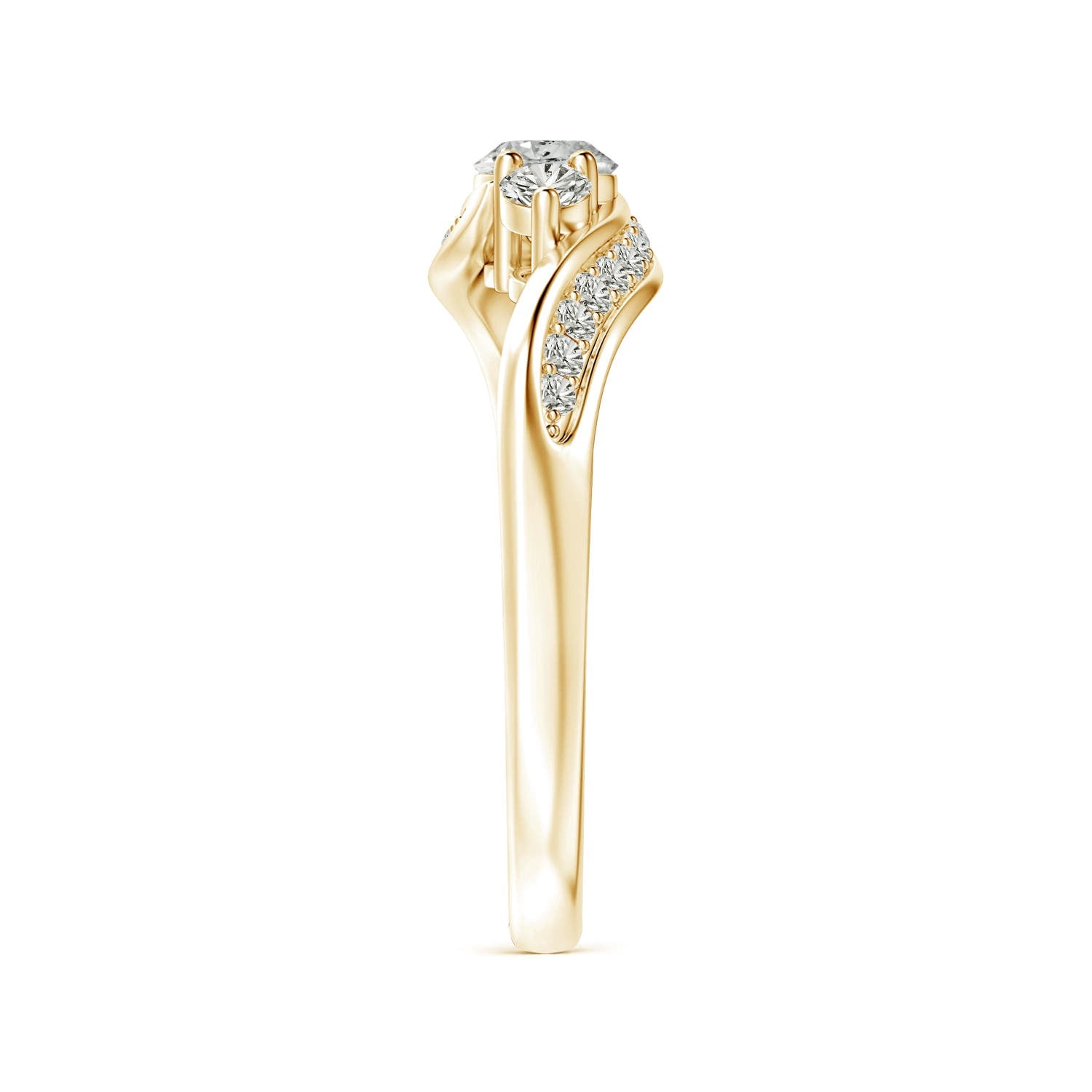Angara Natural Diamond Three Stone Engagement Ring for Women in 14K Yellow Gold - April Birthstone Jewelry | Round Diamond Ring (Ring Size - 3)