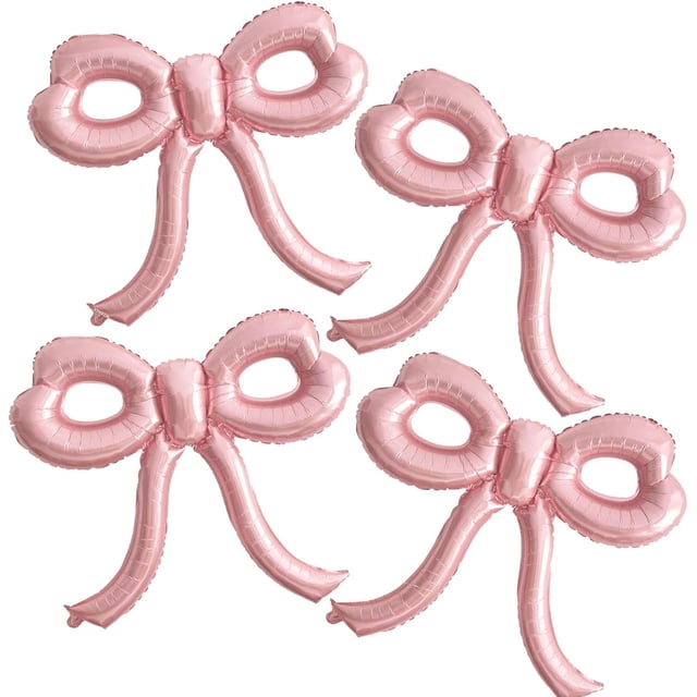 Yanonmyfd 4 Pcs Pink Bow Balloons Bow Party Decorations for Girl Women Pink Bow Birthday Decorations Giant Foil Balloon for Baby Shower Bridal Engagement Wedding Decor Bachelorette Party Supplies