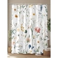 thumbnail image 4 of Shower Curtain Spring Flowers Shower Curtains for Bathroom, Waterproof Polyester Shower Curtain Set with Hooks, Stall Long Size 54"x78" Leaf Plant, 4 of 6