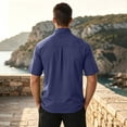 thumbnail image 7 of Men's Solid Short Sleeve Stand Collar Half Zip Outdoor Casual Sports Top Shirt Moisture Wicking Quick Dry UPF 50 Sun Protection Breathable Travel Gym Hiking Polo | JASKFLY,Navy M, 7 of 7
