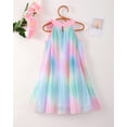 thumbnail image 3 of Kucnuzki 7 Years Big Girls Dress 8 Years Big Girls Summer Clothes Sleeveless Off-the-shoulder Dress Color Gradient Bow Dress One-piece Overalls Clothing Multicolor 7-8 Years, 3 of 8
