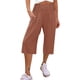 thumbnail image 1 of Pantalones Elásticos de la Cintura para las Mujeres de Verano Sólido Casual con Bolsillos Saliendo Capris Longitud, Capris de las Mujeres para el Verano, 1 of 5
