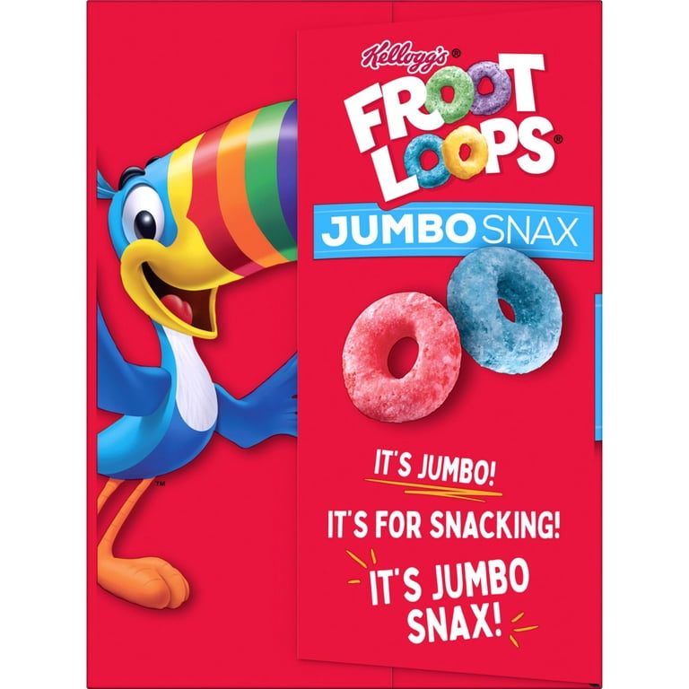 Kellogg's Froot Loops Jumbo Snax Cereal Snacks, Original, 5.4oz Box, 12ct
