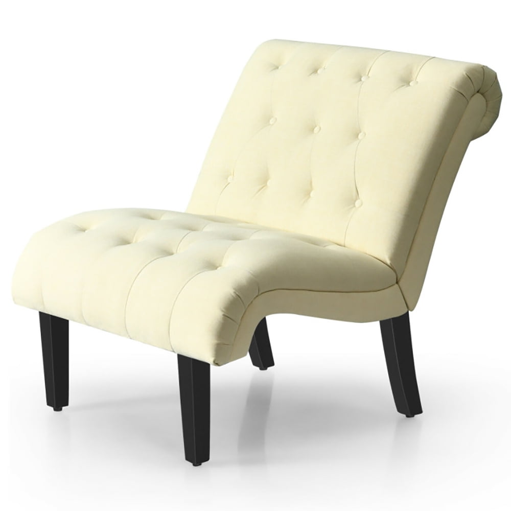 Finihen Armless Accent Chair, Cotton Linen Fabric Armless Accent Chair with Adjustable Foot Pads, for Living Room, Bedroom, Beige Finihen Armless Accent Chair, Cotton Linen Fabric Armless Accent Chair with Adjustable Foot Pads, for Living Room, Bedroom, Beige