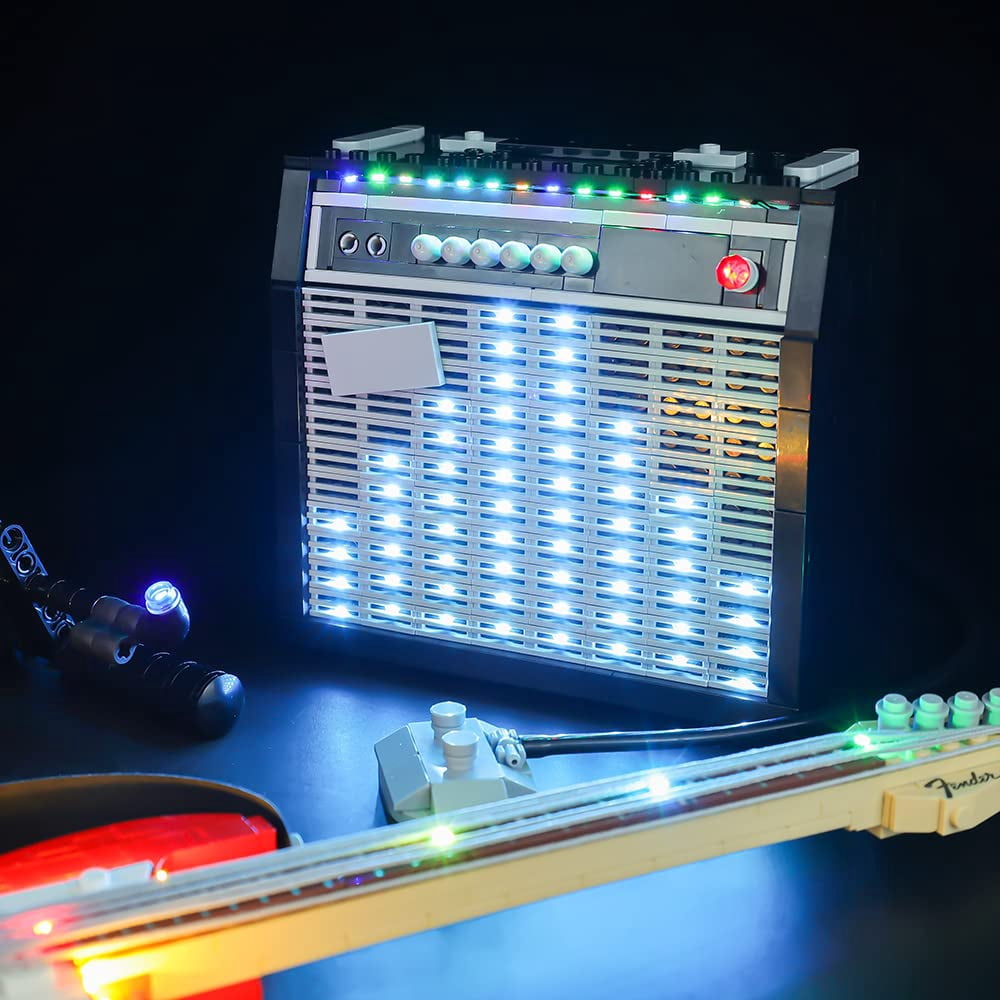 BrickSoul Led Light Kit Compatible with Lego Ideas Fender Stratocaster 21329 Guitar Building Kit - No Model(Classic Version)