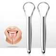 thumbnail image 1 of Paquete de 2 raspadores de lengua, limpiadores de lengua de acero inoxidable, raspador de lengua para adultos, reduce el mal aliento y el aliento fresco (plata), 1 of 4