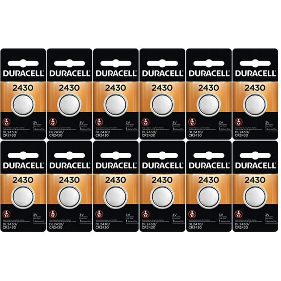 12-Pack Duracell 2430 Batteries 3.0 Volt Lithium Coin Button