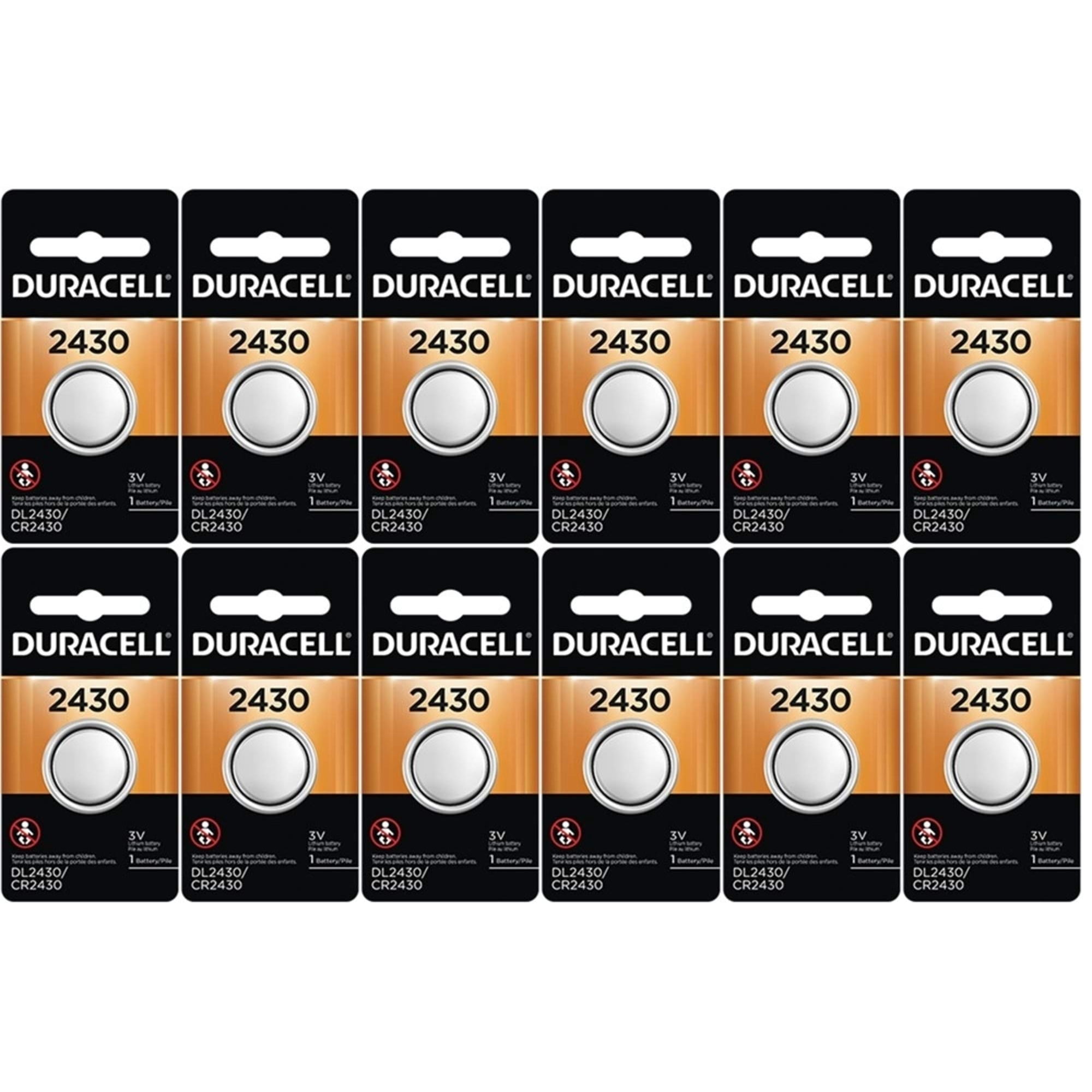 12-Pack Duracell 2430 Batteries 3.0 Volt Lithium Coin Button