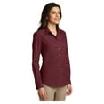 thumbnail image 4 of Port & Company Womens Carefree Poplin Long Sleeve Shirt Burgundy Small, 4 of 4